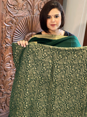 Green Handwoven Brocade Suit Set in Pure Crepe - Masakalee