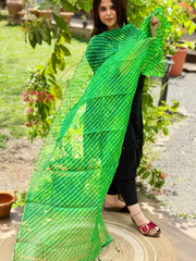 Green Kota Silk Leheriya Dupatta - Masakalee