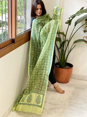 Green Mul Cotton Handblock Printed Dupatta - Masakalee