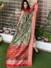 Green Printed Patola Dupatta in Fine Art Silk - Masakalee