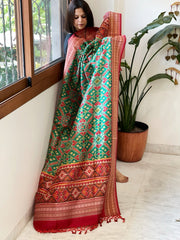 Green Printed Patola Dupatta in Fine Art Silk - Masakalee