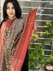 Green Printed Patola Dupatta in Fine Art Silk - Masakalee
