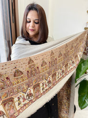 Grey Pashmina Shawl with Shehnai Baraat Kaani Pallu - Masakalee