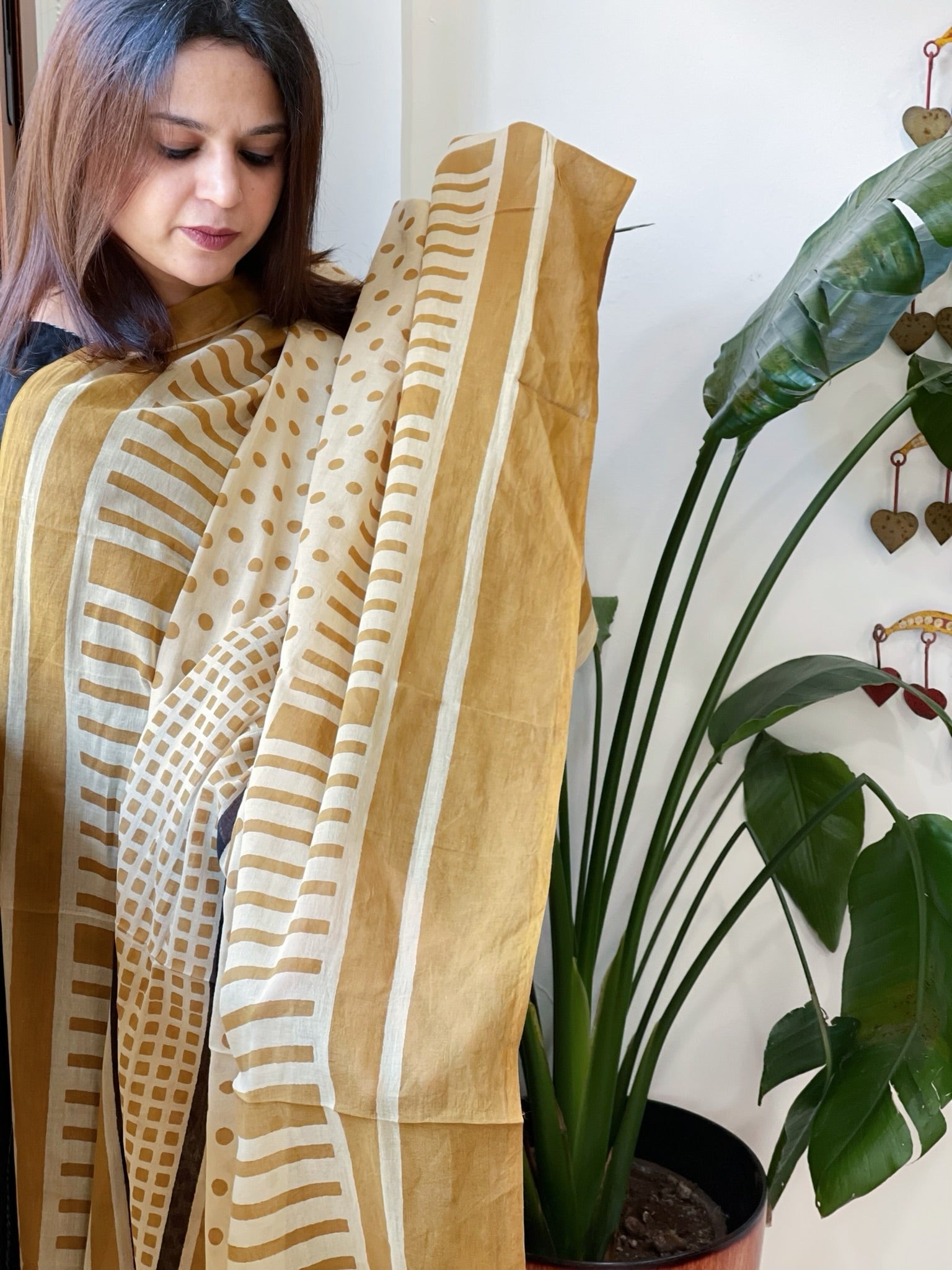Handblock printed dupatta in Mul Cotton - Masakalee