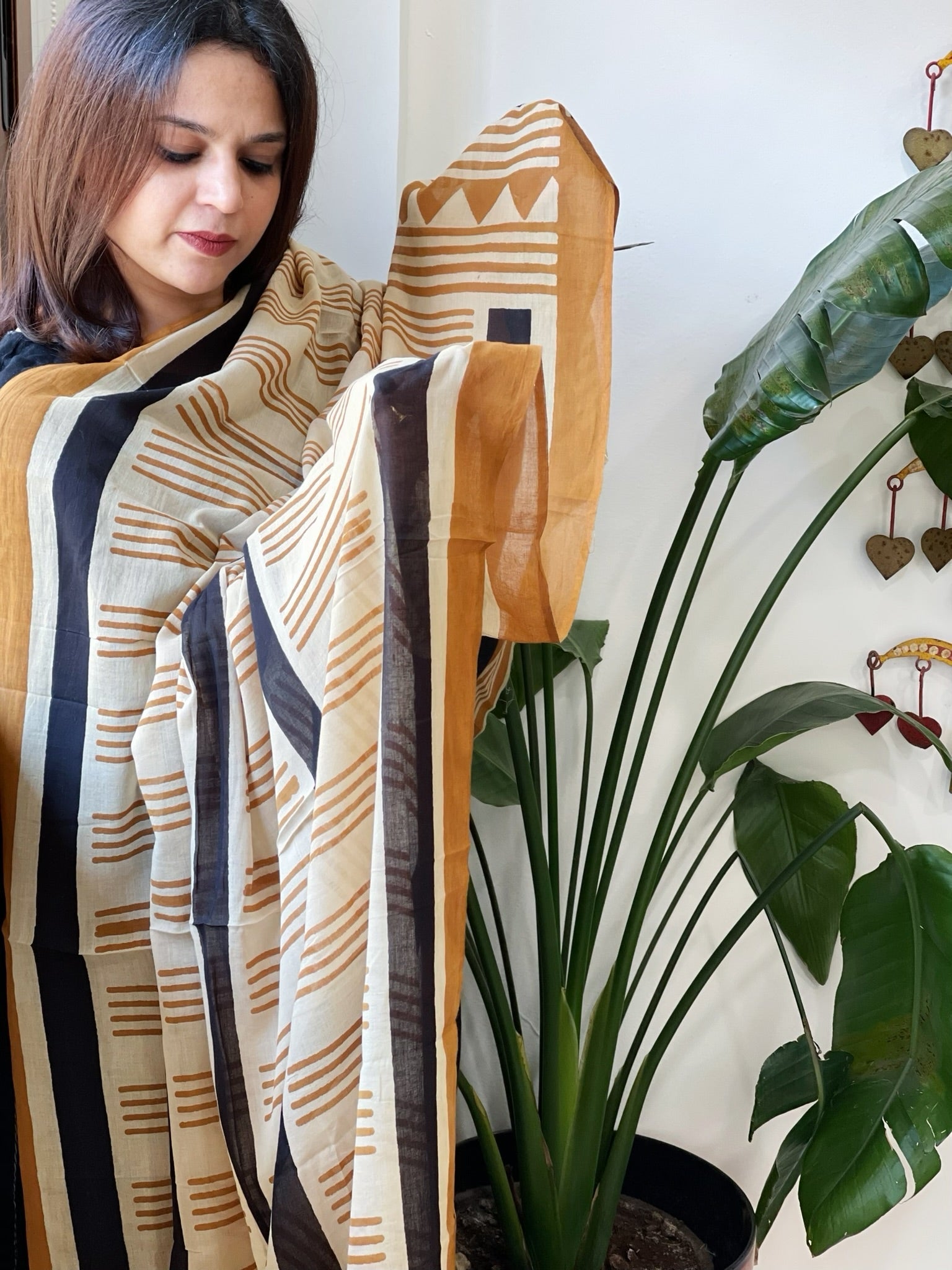 Handblock printed dupatta in Mul Cotton - Masakalee