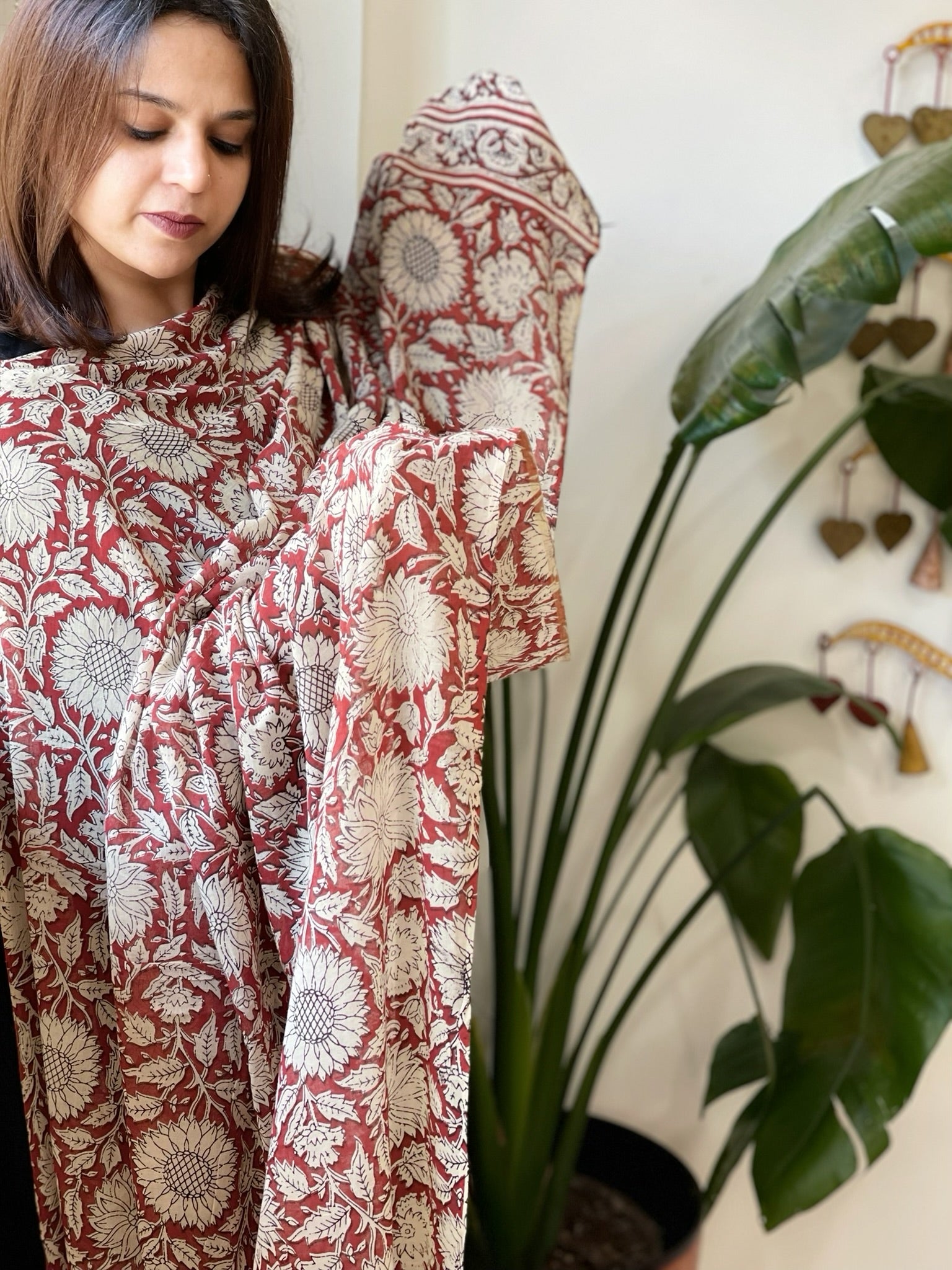 Handblock printed dupatta in Mul Cotton - Masakalee