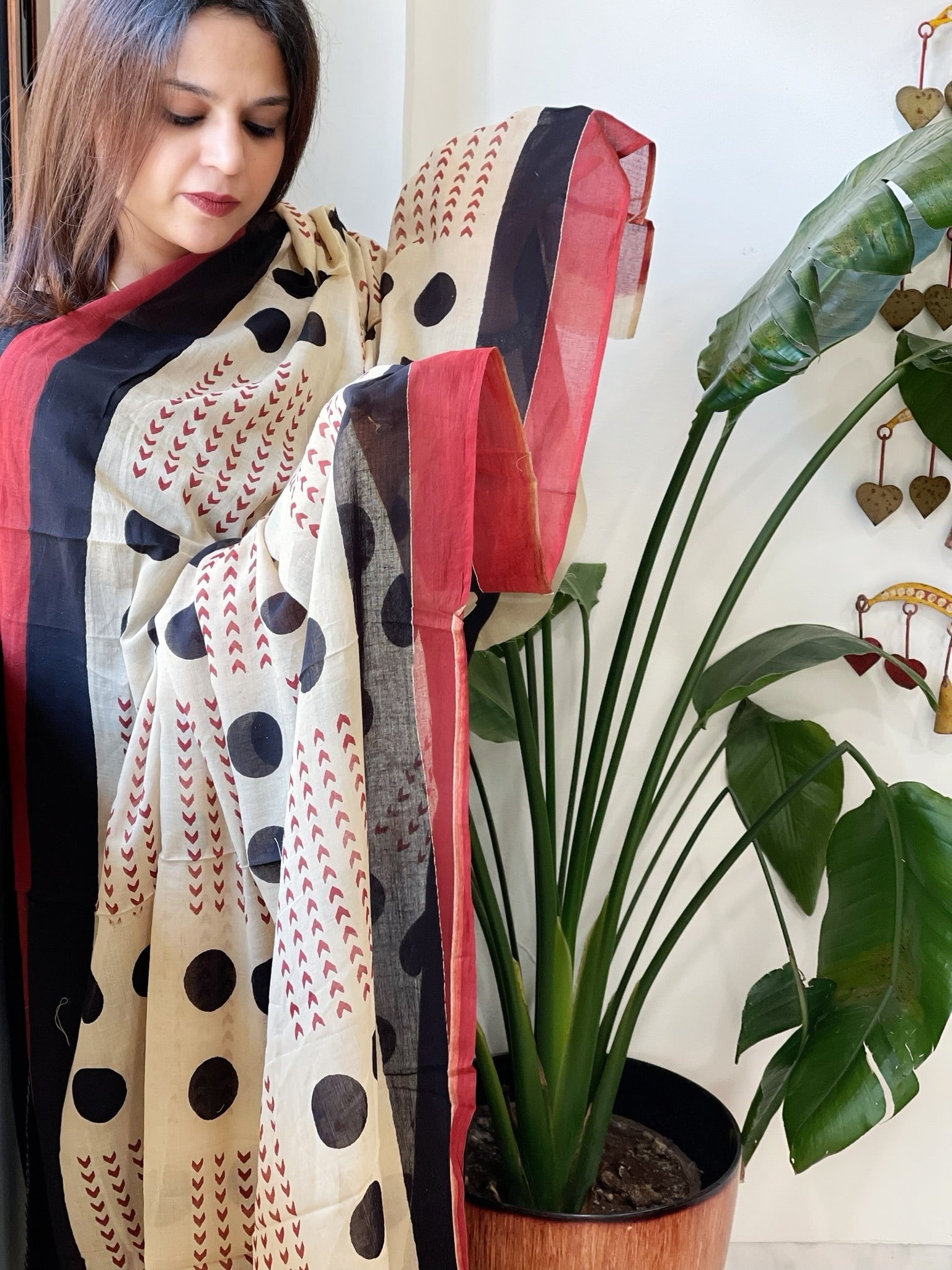 Handblock printed dupatta in Mul Cotton - Masakalee