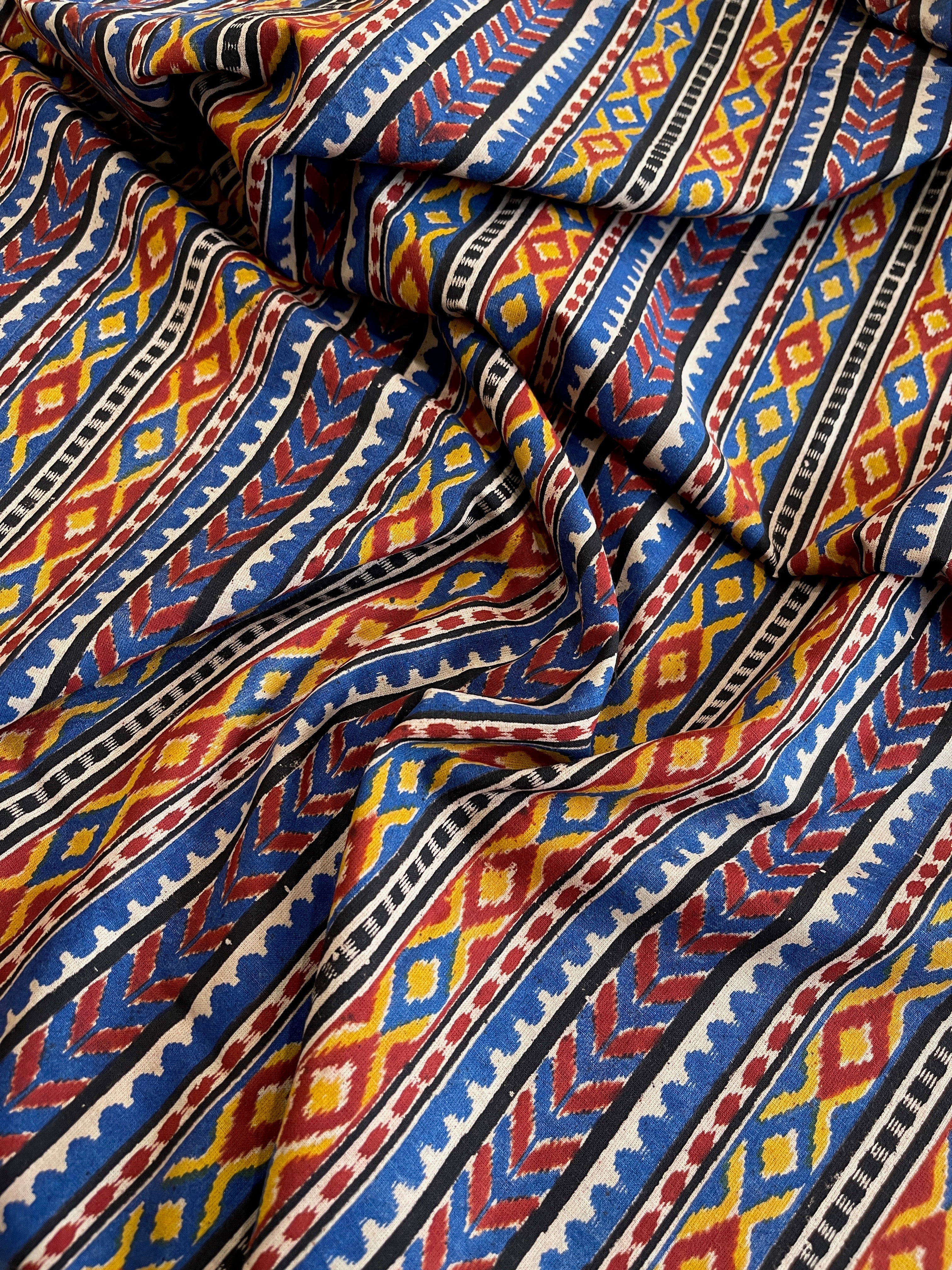 Handblock Printed Embroidered Suit Set with Patchwork in Pure Cotton - Masakalee