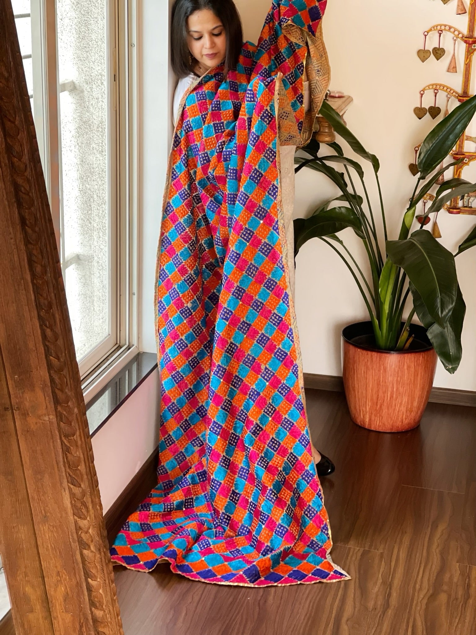 Handmade Bagh Phulkari Dupatta in Cotton - Masakalee