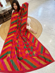 Handmade Designer Phulkari Dupatta in Khaddar Cotton - Masakalee