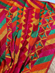 Handmade Designer Phulkari Dupatta in Khaddar Cotton - Masakalee