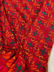 Handmade Designer Phulkari Dupatta in Khaddar Cotton - Masakalee
