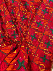 Handmade Designer Phulkari Dupatta in Khaddar Cotton - Masakalee