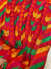 Handmade Designer Phulkari Dupatta in Khaddar Cotton - Masakalee