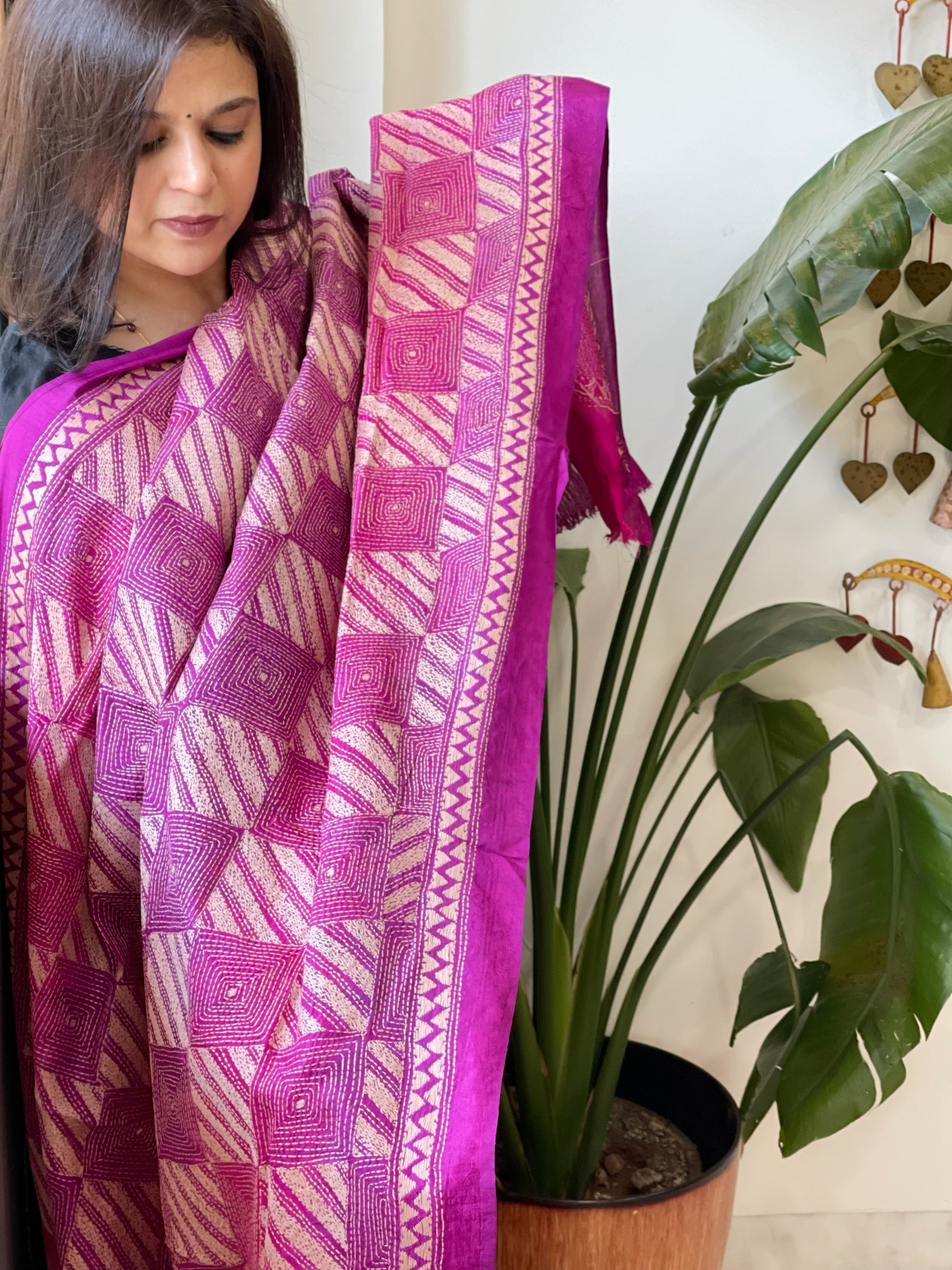 Handmade Kantha Dupatta in Silk - Masakalee