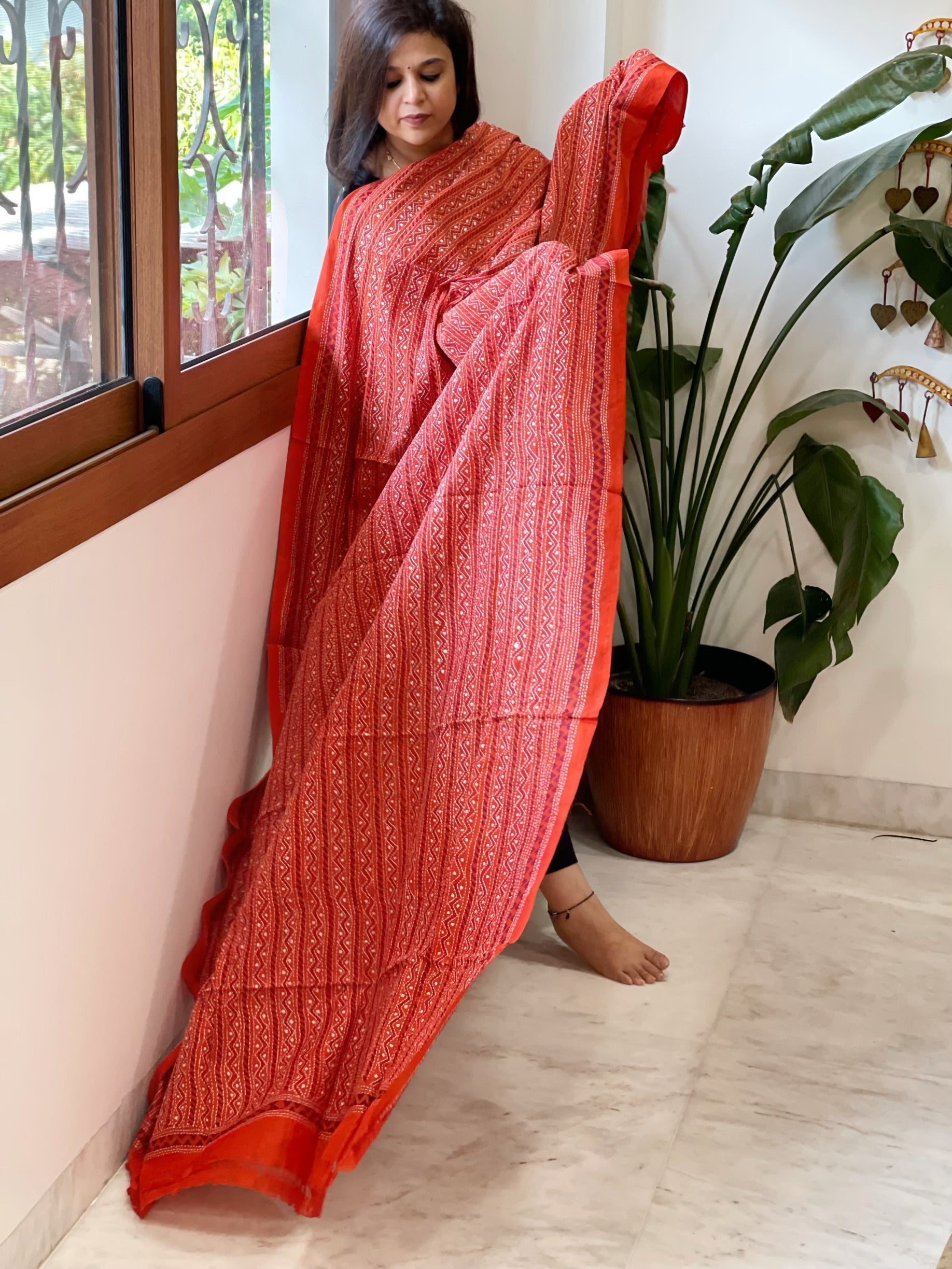 Handmade Kantha Dupatta in Silk - Masakalee