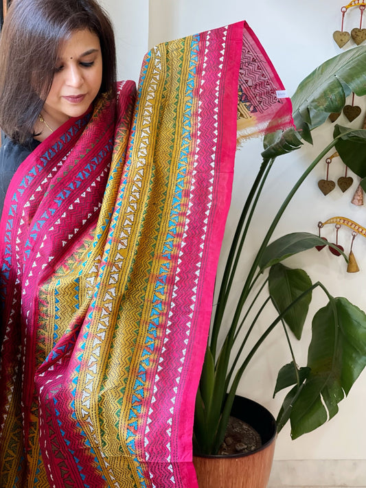Handmade Kantha Dupatta in Silk - Masakalee