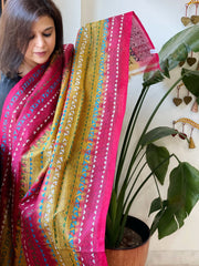 Handmade Kantha Dupatta in Silk - Masakalee