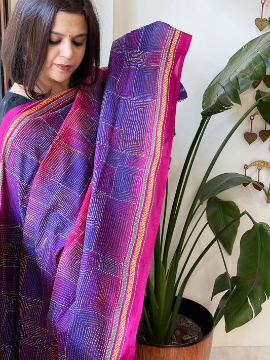 Handmade Kantha Dupatta in Silk - Masakalee