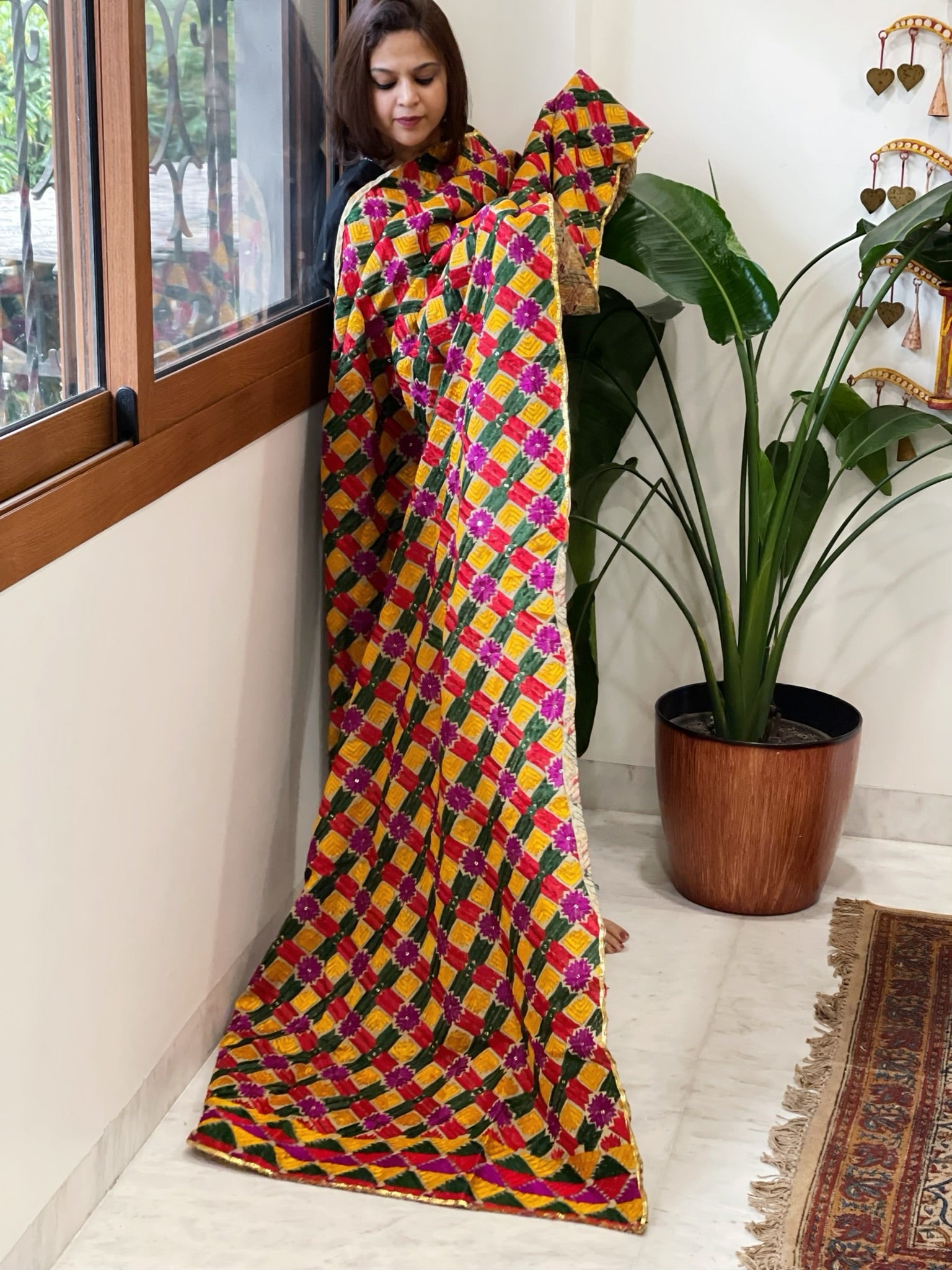 Handmade Phulkari Dupatta in Cotton - Masakalee