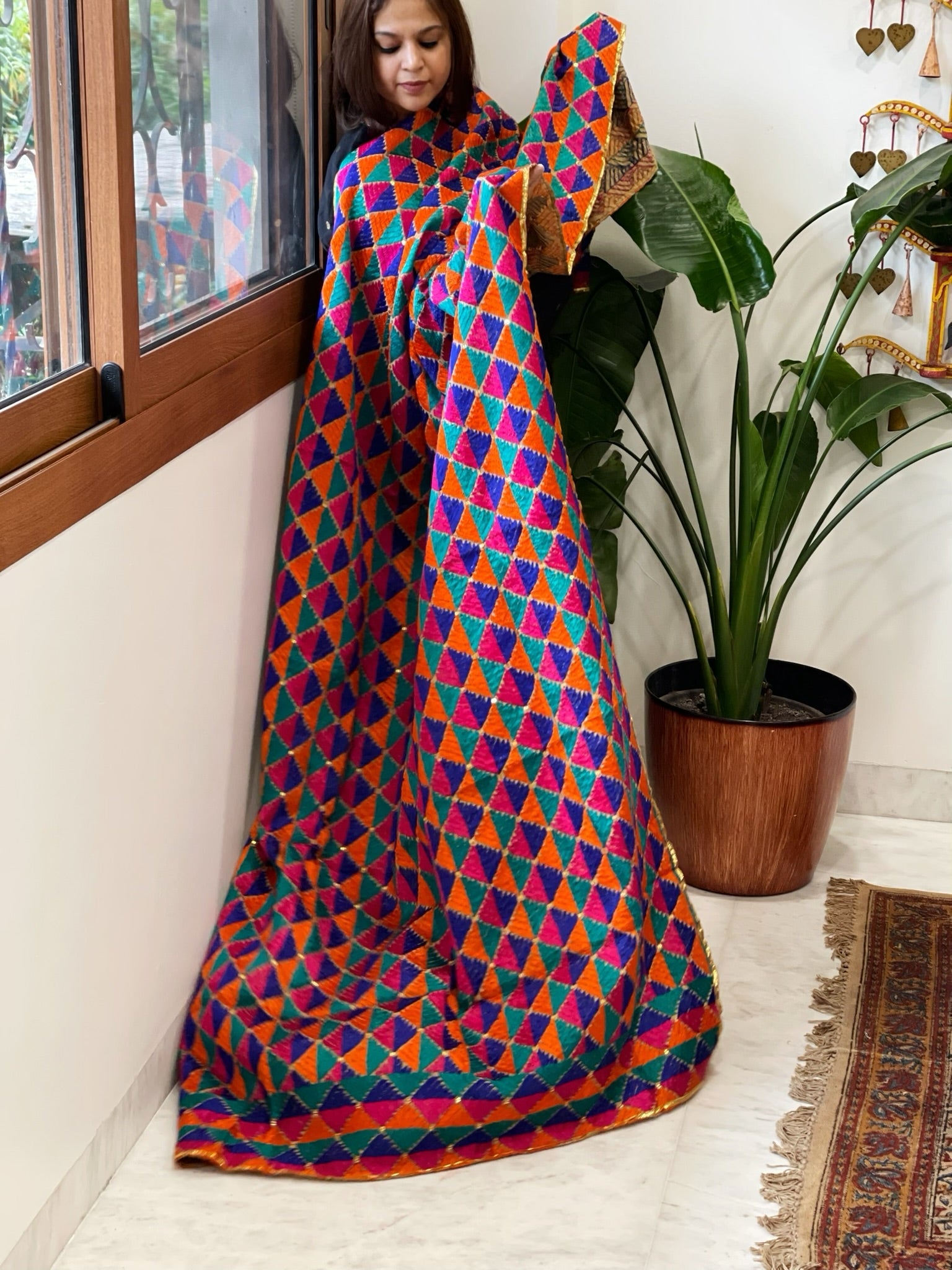 Handmade Phulkari Dupatta in Cotton - Masakalee