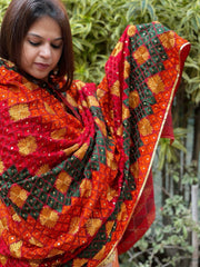 Handmade Phulkari Dupatta in Cotton - Masakalee