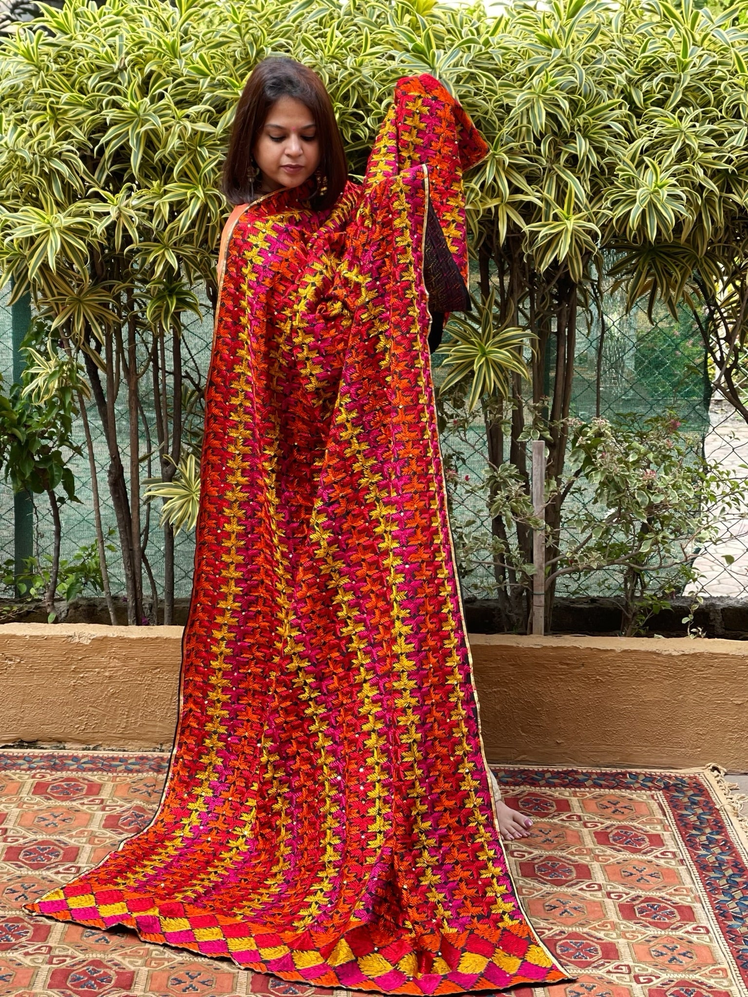 Handmade Phulkari Dupatta in Cotton - Masakalee