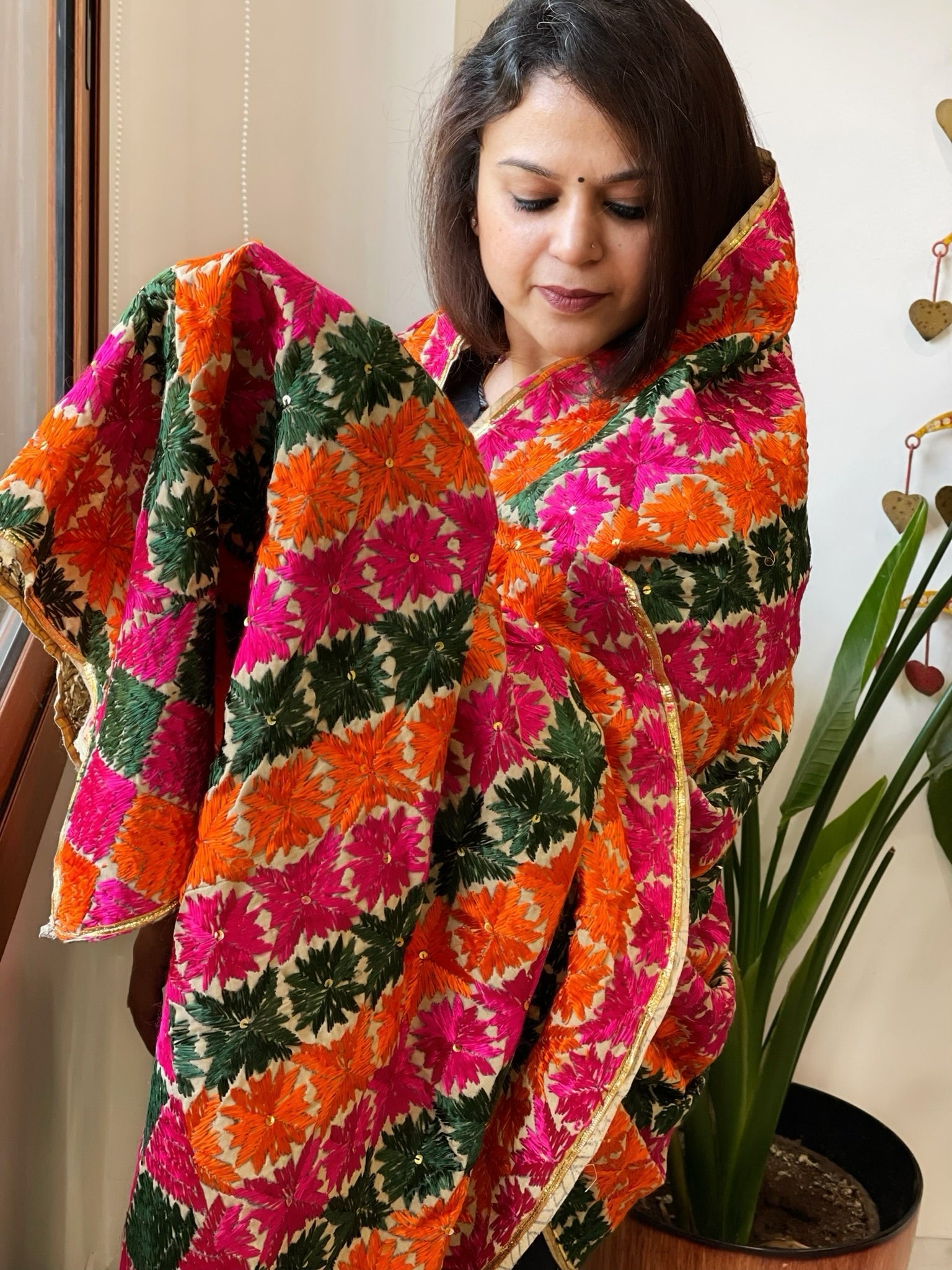 Handmade Phulkari Dupatta in Cotton - Masakalee