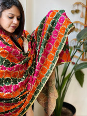 Handmade Phulkari Dupatta in Cotton - Masakalee