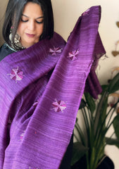 Handmade Phulkari Dupatta in Pure Geecha - Tussar Silk - Masakalee