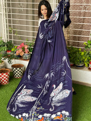 Handpainted & Batik Hand Dyed Dupatta in Modal Silk - Masakalee