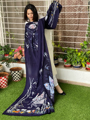 Handpainted & Batik Hand Dyed Dupatta in Modal Silk - Masakalee