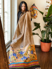 Handpainted Dupatta in Tussar Silk - Masakalee