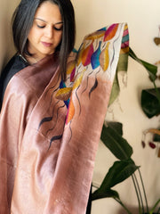 Handpainted Dupatta in Tussar Silk - Masakalee