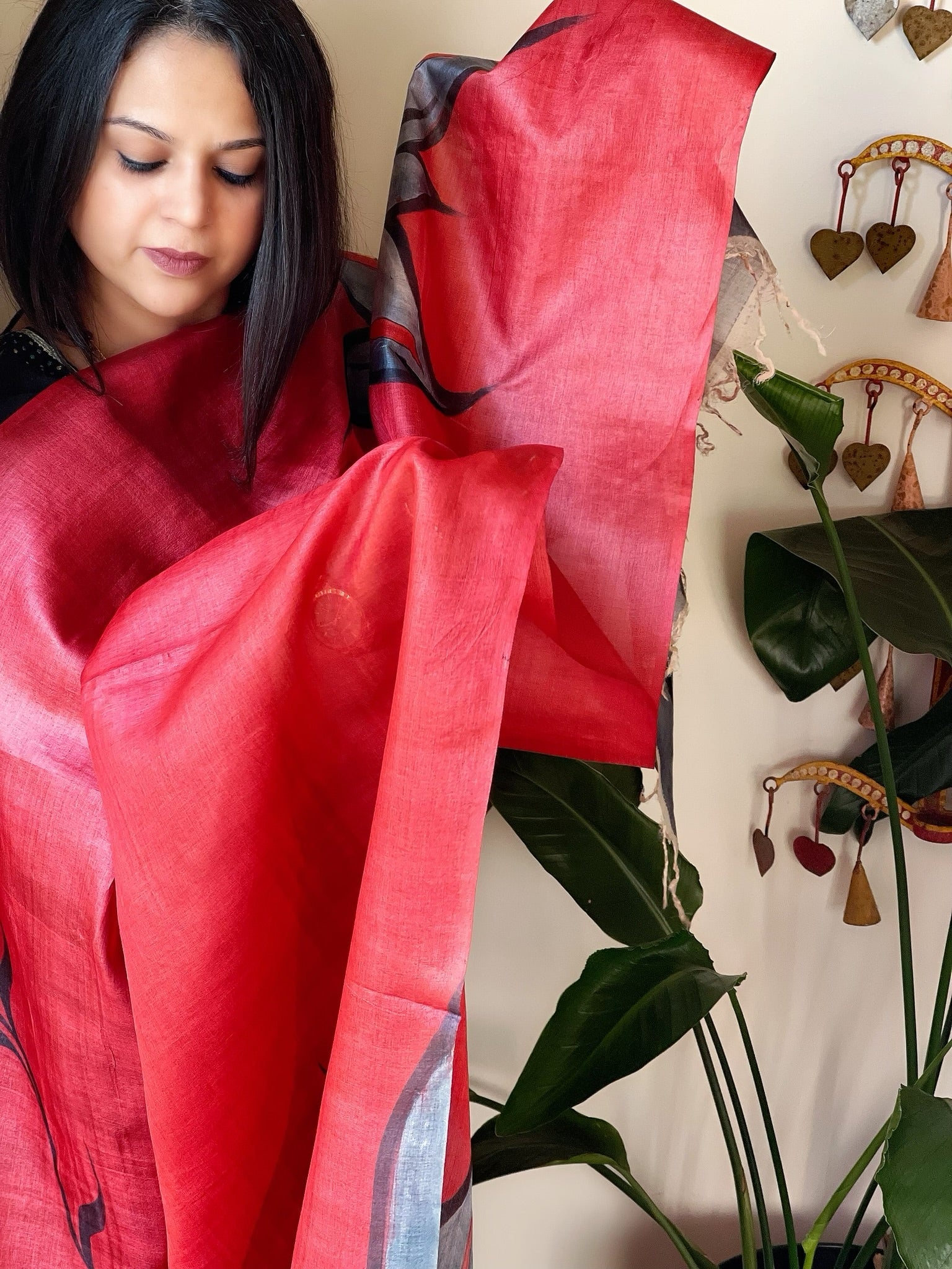 Handpainted Dupatta in Tussar Silk - Masakalee