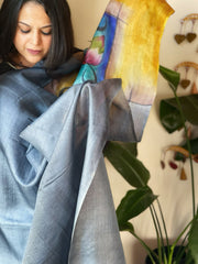 Handpainted Dupatta in Tussar Silk - Masakalee