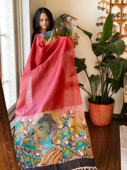 Handpainted Dupatta in Tussar Silk - Masakalee