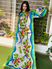 Handpainted Dupatta in Tussar Silk - Masakalee