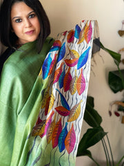 Handpainted Dupatta in Tussar Silk - Masakalee