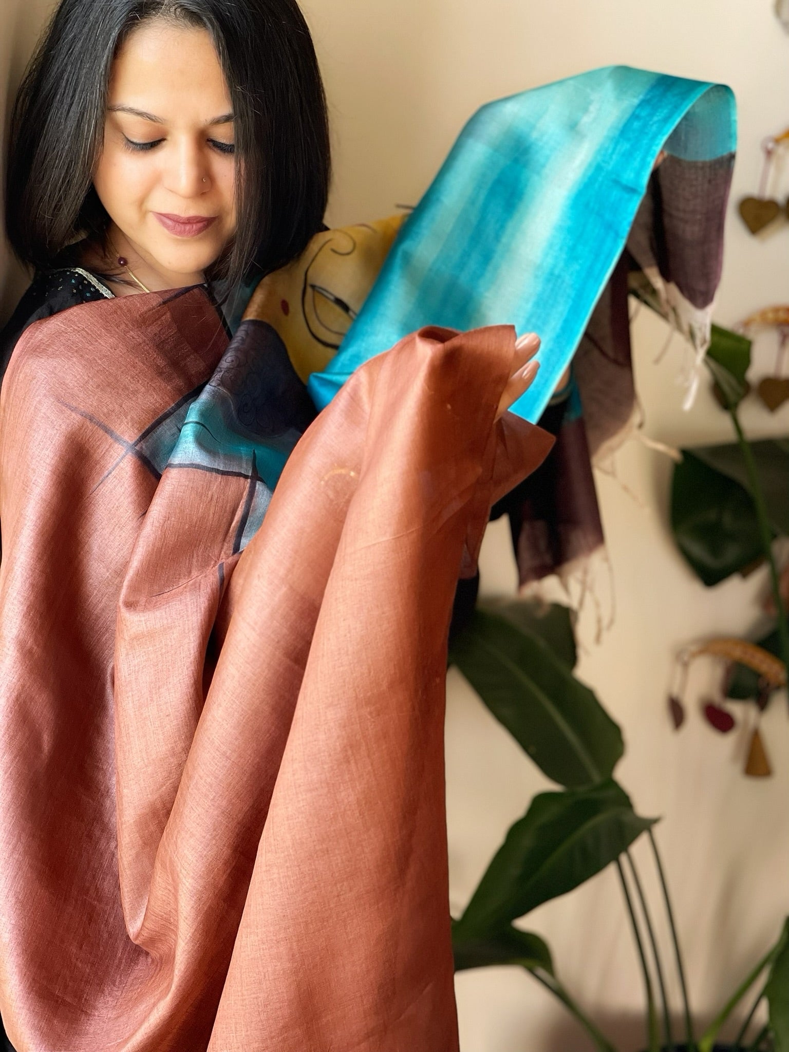 Handpainted Dupatta in Tussar Silk - Masakalee