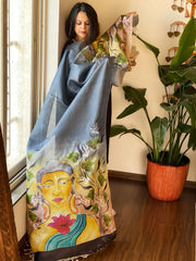 Handpainted Dupatta in Tussar Silk - Masakalee