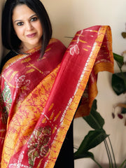 Handpainted Dupatta in Tussar Silk - Masakalee