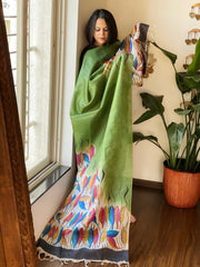 Handpainted Dupatta in Tussar Silk - Masakalee