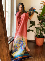 Handpainted Dupatta in Tussar Silk - Masakalee