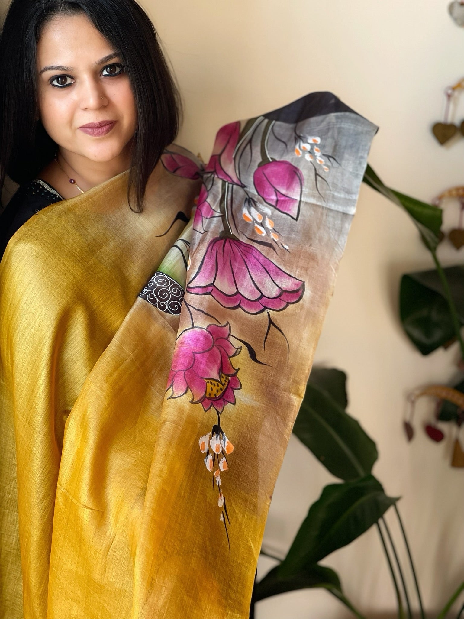 Handpainted Dupatta in Tussar Silk - Masakalee