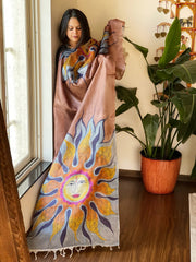 Handpainted Dupatta in Tussar Silk - Masakalee