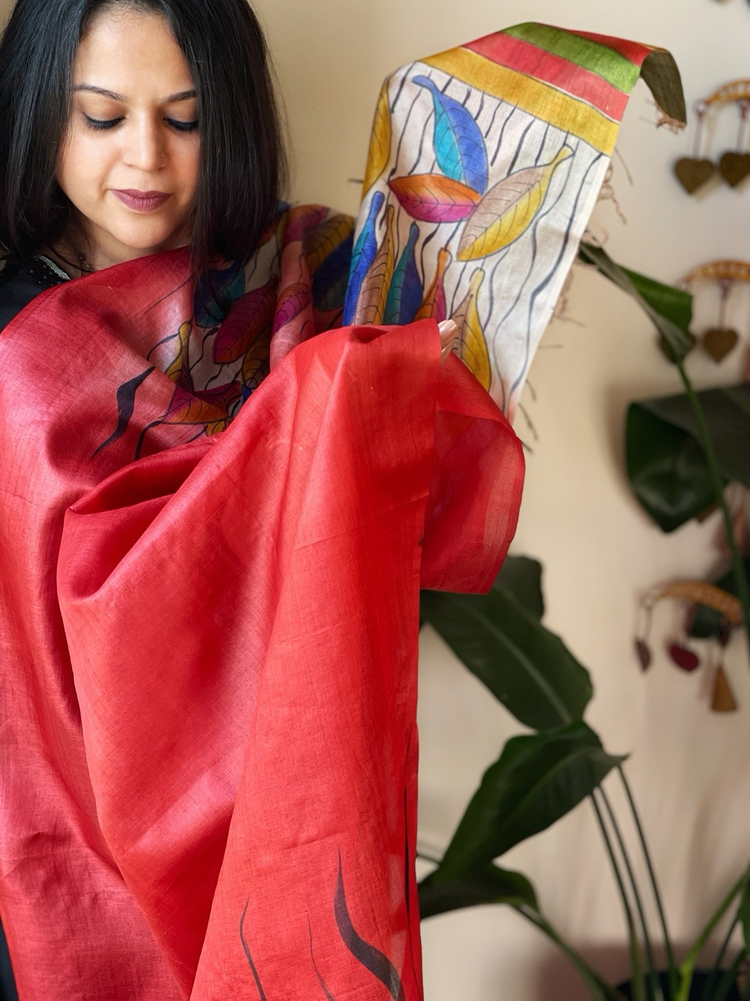Handpainted Dupatta in Tussar Silk - Masakalee