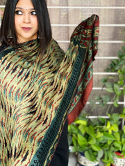 Handpainted & Handblock Printed Modal Silk Dupatta - Masakalee