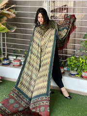 Handpainted & Handblock Printed Modal Silk Dupatta - Masakalee