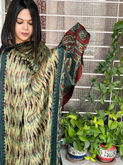 Handpainted & Handblock Printed Modal Silk Dupatta - Masakalee